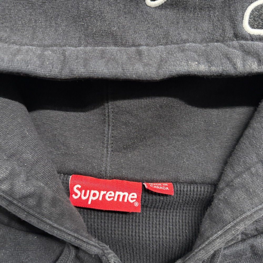Supreme Script Logo Thermal Lined Zip Up Hoodie Mens Medium Black Made in Canada - Picture 4 of 8